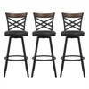 Niam Upholstered Seat Swivel Barstools (Set of 3) Black - DHP - 2 of 4