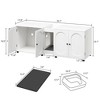 Homhougo Cat Litter Box Enclosure 55.1" Double Litter Box Furniture Large Cat Box Enclosure Kitty Litter Box - 2 of 4