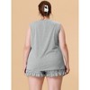 Agnes Orinda Women's Plus Size Comfy Ruffle Sleeveless 2 Piece Tank Loungewear Pajamas Set - 4 of 4