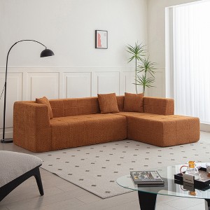 105.5" Polyester Modular L-Shaped Sectional Floor Sofa with Deep Tufted Seat and Chaise for Living Room, No Assembly Required - 1 of 4