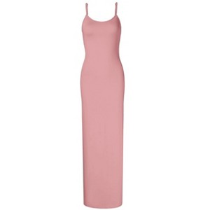 Coolmee Womens Slip Maxi Dress Sexy Bodycon Dresses Sleeveless Crewneck Long Dress XS Yellow - 1 of 2