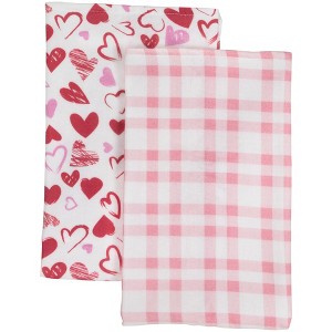 Northlight Plaid and Hearts Valentine's Day Kitchen Tea Towels - 26" - Pink and Red - Set of 2 - 1 of 4