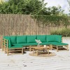 vidaXL Garden Lounge Set Natural Bamboo, Green Cushions - 2 of 4
