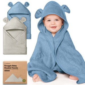 KeaBabies 2pk Snuggle Baby Towels with Hood for Newborn Girls, Boys, Toddlers, Soft & Absorbent Hooded Baby Bath Towels - 1 of 4