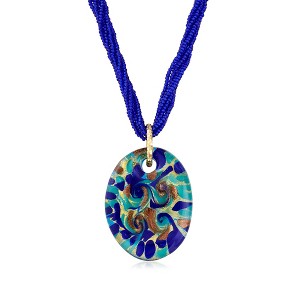Ross-Simons Italian Multicolored Murano Glass Pendant Necklace in 18kt Gold Over Sterling - 1 of 4