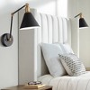 360 Lighting Wray Modern Wall Lamps Set of 2 Painted Black Brass Hardwire 7 1/4" Light Fixture Adjustable Arm Metal Cone Shade for Bedroom Reading - 2 of 4