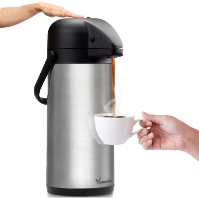 Vondior Airpot Coffee Dispenser with Pump - Insulated Stainless Steel Thermal Beverage Dispenser