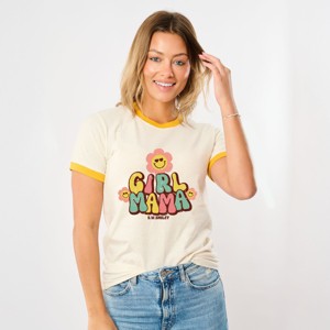 Simply Sage Market S.W.Smiley Girl Mama Flower Ringer Tee - 1 of 4