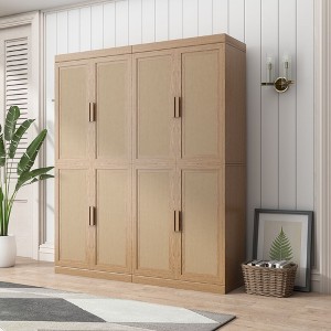 62" High Black Wicker Door Wood Grain Decorative Storage Cabinet with 12 Shelves - 1 of 4