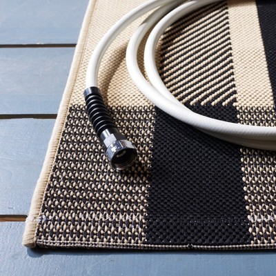 27'' Black Synthetic Non-Slip Indoor/Outdoor Runner Rug