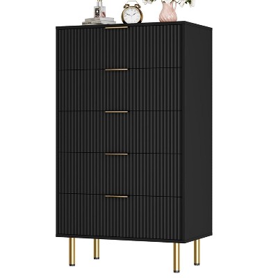 Dresser for Bedroom,5 Drawer Dresser with Wide Drawers,Wooden Chest of Drawers,Modern Storage Dressers for Living Room, Closet, Hallway,Entryway