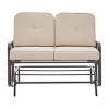 Barton Outdoor 2 Person Rocking Patio Glider Bench Swing Loveseat Seating, Beige - 2 of 4