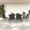 vidaXL 7 Piece Patio Dining Set Black Steel and Textilene - 63" Table Length 6 Chairs - 2 of 4