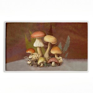 Stupell Industries Mushrooms & Ferns on Blue Printed Plush Bathroom Floor Mat, design by Tim Coffey - 1 of 4