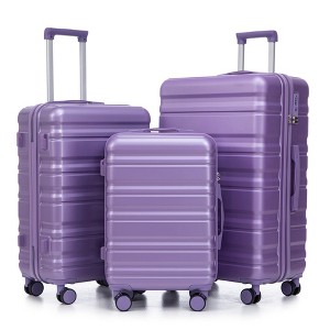 Gulches 20"/24"/28" 3 pcs/set in ABS Spinner Wheel Luggage, Carry on Suitcase, Matching Color, TSA Combination Lock (Purple) - 1 of 4