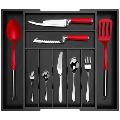 Expandable Silverware Drawer Organizer 7-9 Slots - Bamboo Utensil Organizer 17.5 x 13.5 - 20 - Royal Craft Wood