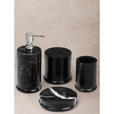 Marquina Marble Bath Accessories, Set of 4