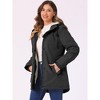 INSPIRE CHIC Women's Winter Coats Drawstring Waist Front Pockets Faux Fur Hooded Parka Barn Jackets - 3 of 4