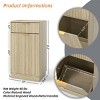 19" Tilt-Out Trash Can Cabinet with Drawer, 10-Gallon Wooden Garbage Bin with Wave-Textured Front for Kitchen Bathroom-3irtyhousy - 4 of 4