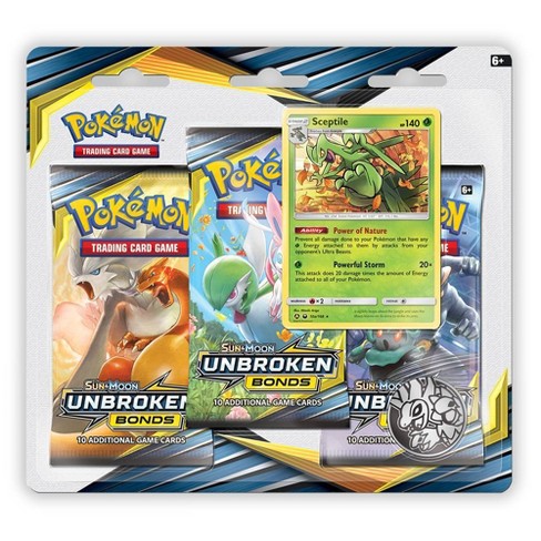 Pokemon Trading Card Game Sun Moon S9 Unbroken Bonds 3 Pack Blister Featuring Sceptile