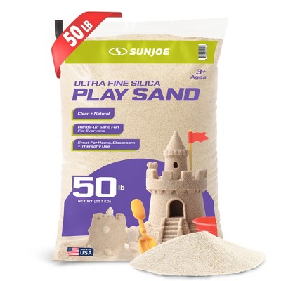 Sun Joe Ultra Fine Silica Play Sand for Sandboxes, Sensory Tables, Weighted Toys & Aquariums, for Molding, Digging & Sculpting, 50 lbs, PLYSAND50