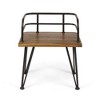 Lyngins Rustic Industrial Outdoor Chair Set, Acacia Wood Garden Bench (Teak Finish), Iron Frame (Rustic Metal), Patio Bench for Backyard/Garden - 4 of 4