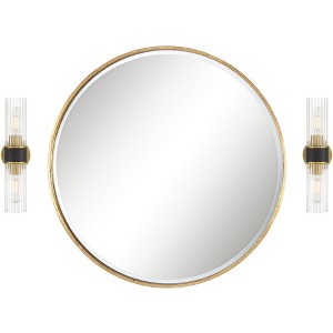 Possini Euro Design Bath Kit: Possini Euro Idyll Wall Sconces w/Uttermost Mayfair Wall Mirror - 1 of 4