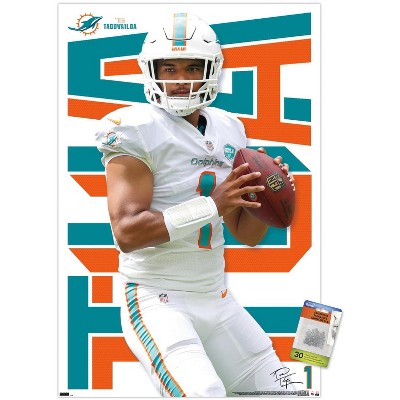 NFL Miami Dolphins - End Zone 17 Wall Poster with Push Pins, 14.725 x  22.375