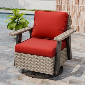 EAGLE PEAK Classic 360° Swivel Rocker Patio Chair with Thick Cushions, All-Weather Wicker Outdoor Lounge Glider - 1 of 4
