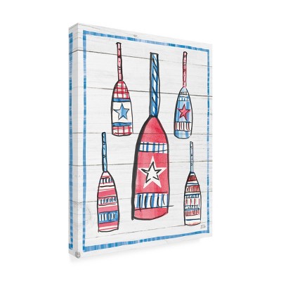 Coastal Americana Red and Blue Canvas Print Outdoor Wall Art 35x47