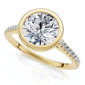 Pompeii3 Certified 1 1/2ct Diamond Bezel With Accent Engagement Ring 14k Gold Lab Created - 1 of 2