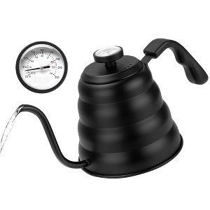 Itopfox Tea Kettle with Thermometer, Stovetop Gooseneck Kettle for Pour Over Coffee & Tea, 40oz Capacity, Black - 1 of 4