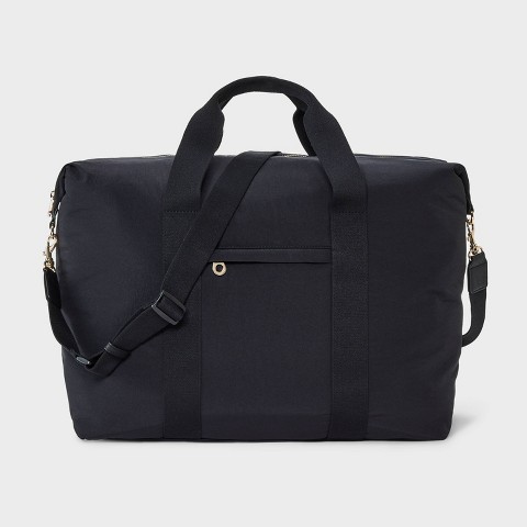 Universal Thread Foundational Weekender Bag - Universal Thread™ Black: 90% Recycled Nylon, Double Handle, Removable Strap, 48 Linear Inches