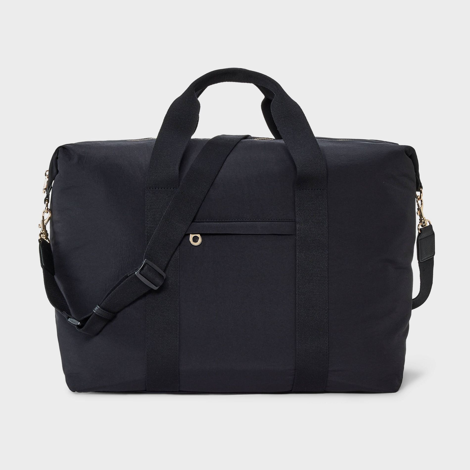 Foundational Weekender Bag - Universal Thread™ Black: 90% Recycled Nylon, Double Handle, Removable Strap, 48 Linear Inches