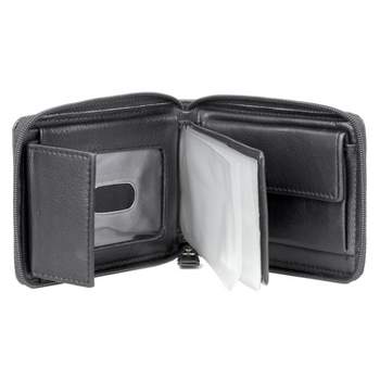 J. Buxton Emblem Zip-Around Billfold Leather Wallet - Black