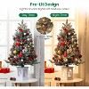 3FT/4.5FT Prelit Snow Flocked Christmas Tree, 78 LED, Tabletop Xmas Tree with Different Base for Decor - 4 of 4