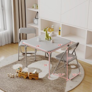 Boys and Girls Folding Table and Chair Set of 3, Featuring a Portable Table and Chairs with Ssoft Pu Cushions. No Assembly is Required - 1 of 4
