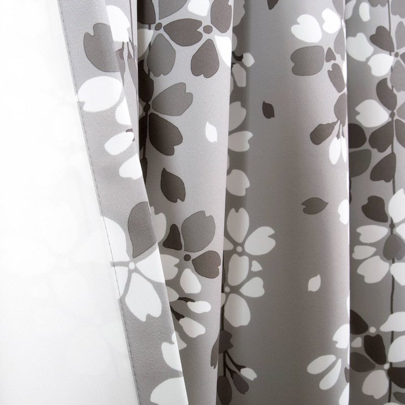 2pk 52&#34;x108&#34; Light Filtering Weeping Flower Curtain Panels Gray - Lush D&#233;cor, 6 of 8