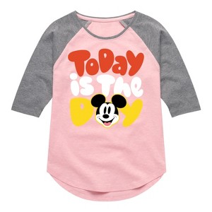 Girls' - Disney - Today Is The Day Shirt Tail Raglan Graphic T-shirt - 1 of 3
