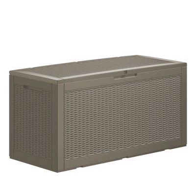 FURNIinspire Deck Boxes, Outdoor Patio Storage Box with Large Storage Capacity for Patio Furniture Cushions Garden Tools, Brown, 48.03"*21.46"*24.53"