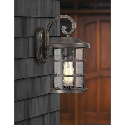 Palladian Bronze 14.25" Outdoor Wall Lantern with Seeded Glass
