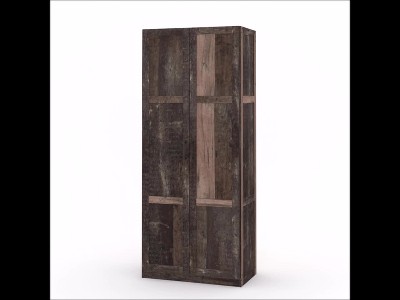 Tall Reclaimed Pine Freestanding Office Storage Cabinet with Adjustable Shelves