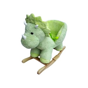 Gulches Green Fabric 27x12x22 Inch Kids Dinosaur Rocking Toy with Lullaby Hand Puppets Safety Belt CPC Certified - 1 of 4