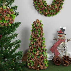 Northlight Mini Pinecone and Frosted Wild Berries Christmas Cone Tree - 15" - 1 of 4