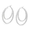 Haus of Brilliance Silver 1/2 cttw Miracle-Set Diamond Double Hoop with Latchback Earrings - 3 of 4