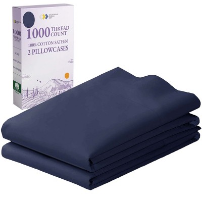 Luxury 1000 Thread Count Pillowcase Set, 100% Cotton Sateen by California Design Den