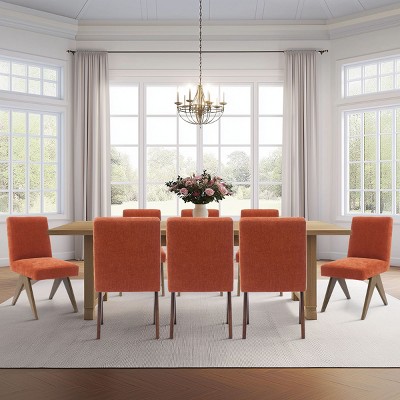 Set of 8 Upholstered Dining Chairs, Modern Armless Side Chairs with Solid Wood Legs, Comfortable Padded Seat for Kitchen & Dining Room-Maison Boucle