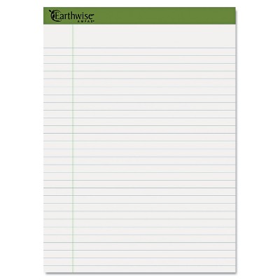 Ampad Earthwise Recycled Writing Pad 8 1/2 x 11 3/4 White 40 Sheets 4/Pack 40102