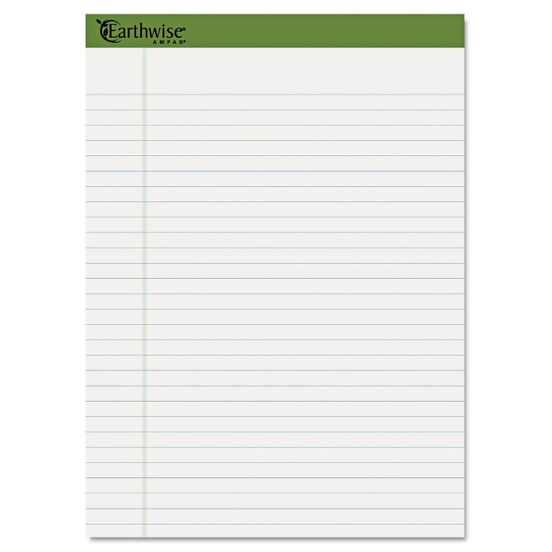 Ampad Earthwise Recycled Writing Pad 8 1/2 x 11 3/4 White 40 Sheets 4/Pack 40102, 1 of 5