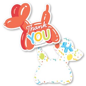 Big Dot of Happiness Balloon Animals - Shaped Thank You Cards - Happy Birthday Party Thank You Note Cards with Envelopes - Set of 12 - 1 of 4